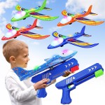 Lot de 4 jouets lanceurs d'avion, 2 modes de vol, planeur en mousse LED, catapulte, jouet d'avion pour garçons, jouets volants en plein air, cadeaux d'anniversaire pour garçons et filles de 4 5 6 7 8 9 10 11 12 ans