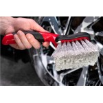 Brosse de lavage de voiture Mothers, brosse pour roues et garde-boue, nettoyant pour pneus à manche court pour les détails de voiture, 10 pouces, rouge/noir
