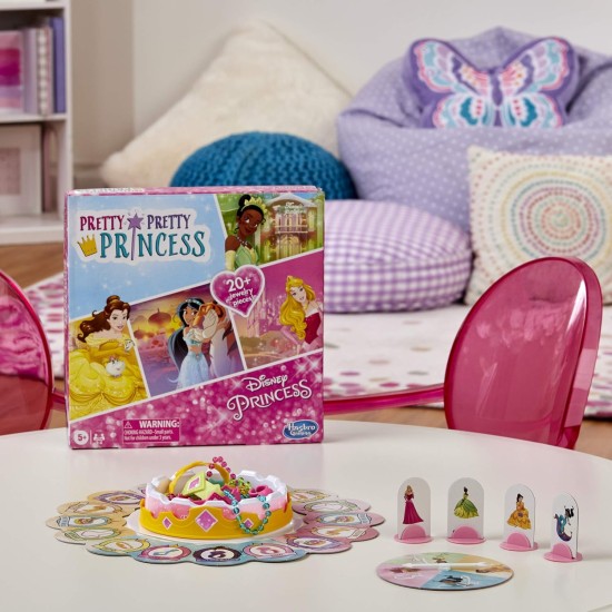 Hasbro Gaming Pretty Pretty Princess : jeu de société édition mettant en vedette les princesses Disney, jeu d'habillage de bijoux pour les enfants de 5 ans et plus, pour 2 à 4 joueurs (exclusivité Amazon)