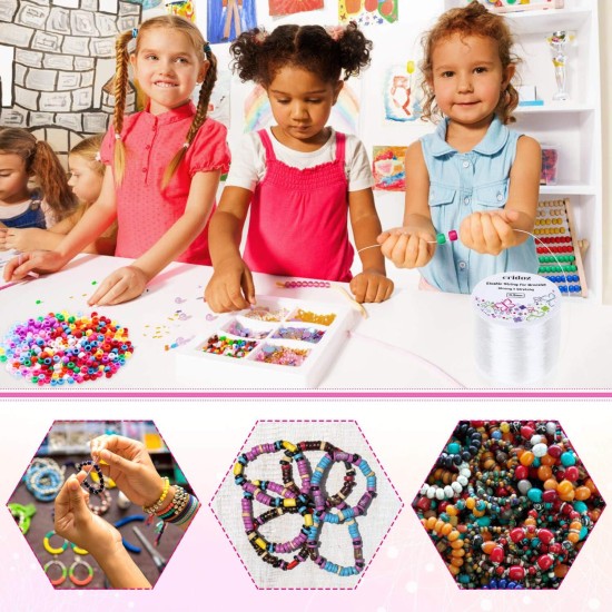 Corde extensible pour bracelets, Cridoz 0,5 mm, cordon élastique transparent, cordon extensible avec 2 aiguilles à perles pour perles de rocaille, perles de poney, bracelets et fabrication de bijoux Corde extensible pour bracelets, Cridoz 0,5 mm, cordon élastique transparent, cordon extensible avec 2 aiguilles à perles pour perles de rocaille, perles de poney, bracelets et fabrication de bijoux