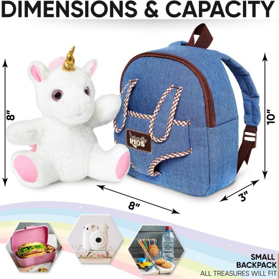 Naturellement KIDS Sac à dos pour tout-petits avec jouets licorne, cadeau d’anniversaire pour fille de 2 ans, garçon cadeau pour fille de 3 ans, jouet licorne pour tout-petits