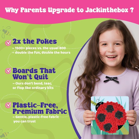 jackinthebox Poke Poke Art – Thème insectes, art et artisanat en tissu sans gâchis, kits de pressage de fleurs, cadeau pour enfants, cadeaux de Pâques pour filles et garçons âgés de 4 5 6 7 8 ans