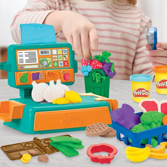 Play-Doh Caisse enregistreuse, 23 accessoires alimentaires, cadeaux de Pâques pour garçons et filles, loisirs créatifs pour enfants à partir de 3 ans (exclusivité Amazon)