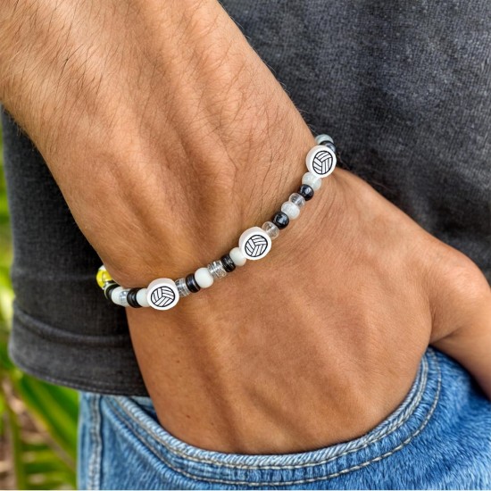 100 pièces de perles de volley-ball 9 mm/0,35'' en forme de balle de sport, breloques d'espacement souples faites à la main en argile polymère pour collier, bracelet, bijoux, boucles d'oreilles, pinces à cheveux, fournitures de fabrication artisanale, acc