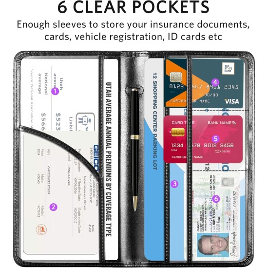 CoBak Support d'immatriculation et d'assurance de voiture – Boîte à gants de véhicule, organisateur de voiture, étui d'accessoires de compartiment de camion avec fermeture magnétique pour permis de conduire, cartes