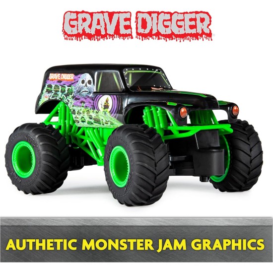 Monster Jam, Monster Truck télécommandé officiel Grave Digger, échelle 1:24, 2,4 GHz, jouets pour enfants pour garçons et filles à partir de 4 ans