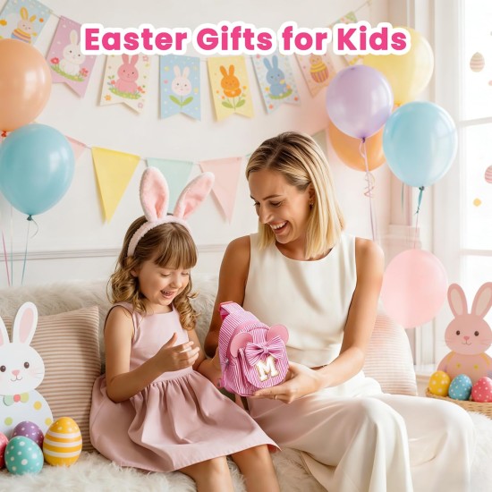 Cadeaux de Pâques pour enfants filles tout-petits, paniers de Pâques, sac à bandoulière rose initial pour enfants filles | Cadeaux de Pâques pour enfants filles tout-petits, paniers de Pâques, sac à bandoulière rose initial pour enfants filles |