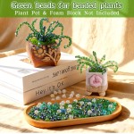 FOGWOWO 5422 pièces Kit de plantes en perles Kit de plantes éternelles Perles de verre vertes pour la fabrication de plantes, perles vertes pour plantes en perles avec tutoriels vidéo, perles de plantes éternelles pour la fabrication de bijoux, loisirs cr
