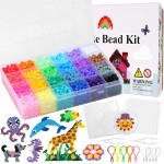 QUEFE Kit de 5 200 perles à fusibles pour garçons et filles, 24 couleurs, ensemble de perles fondantes de 5 mm comprenant des panneaux perforés, du papier à repasser, des pinces à épiler, des crochets colorés pour un cadeau d'anniversaire et de Noël