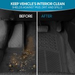 BDK Tapis de sol 4 pièces toutes saisons avec design universel, tapis de sol en caoutchouc durable avec crêtes de capture, imperméable pour voitures, camions, SUV (noir)