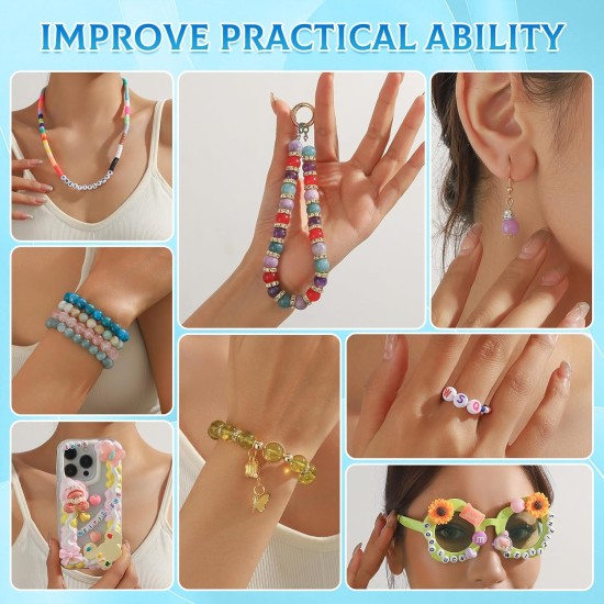 1400 pièces de perles de lettres, perles de l'alphabet en acrylique de 4x7mm, perles pour la fabrication de bijoux et de bracelets, dans une boîte de 28 grilles (blanc et noir)