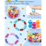 FIVEIZERO 260 pièces de perles de cheveux à grand trou, perles de poney en acrylique 10x12mm pour tresses de cheveux, paquet en vrac-couleurs mélangées pour bracelets et bricolage