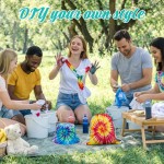 Silkfly Lot de 48 ensembles de teinture comprenant 24 chapeaux bob en coton blanc et 24 sacs à cordon en coton blanc pour cadeau de teinture par nouage, bricolage vierge avec accessoire pour cadeaux de fête DIY