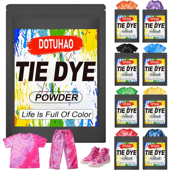 Kit de poudre de teinture pour cravates, teinture pour vêtements 9 couleurs, teinture de couleur pour tissu, teintures en poudre permanentes et résistantes au lavage, teintures créatives pour vêtements (9 couleurs, 2 OZ)
