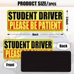 SINGARO Aimant de conducteur étudiant pour voiture – Veuillez être patient, 3 autocollants magnétiques réfléchissants pour novice, autocollant de nouveau conducteur, accessoires extérieurs de voiture amovibles