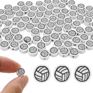 100 pièces de perles de volley-ball 9 mm/0,35'' en forme de balle de sport, breloques d'espacement souples faites à la main en argile polymère pour collier, bracelet, bijoux, boucles d'oreilles, pinces à cheveux, fournitures de fabrication artisanale, acc