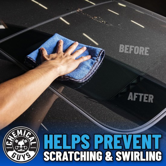 Chemical Guys Lot de 3 serviettes en microfibre de qualité professionnelle pour voitures, bleues, 40,6 x 40,6 cm, ultra douces et sans rayures pour camions, motos et plus encore