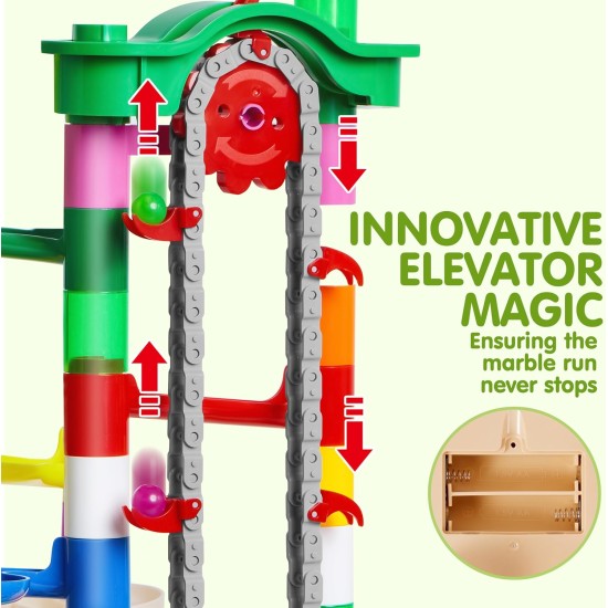 JOYIN 236 pièces piste de billes lumineuses avec ascenseur motorisé - blocs de construction jouets avec 30 billes en plastique phosphorescentes, jouet STEM pour garçons et filles, cadeau d'anniversaire, panier de Pâques JOYIN 236 pièces piste de billes lumineuses avec ascenseur motorisé - blocs de construction jouets avec 30 billes en plastique phosphorescentes, jouet STEM pour garçons et filles, cadeau d'anniversaire, panier de Pâques