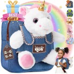 Naturellement KIDS Sac à dos pour tout-petits avec jouets licorne, cadeau d’anniversaire pour fille de 2 ans, garçon cadeau pour fille de 3 ans, jouet licorne pour tout-petits