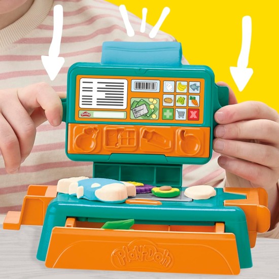 Play-Doh Caisse enregistreuse, 23 accessoires alimentaires, cadeaux de Pâques pour garçons et filles, loisirs créatifs pour enfants à partir de 3 ans (exclusivité Amazon)