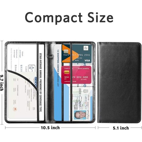 CoBak Support d'immatriculation et d'assurance de voiture – Boîte à gants de véhicule, organisateur de voiture, étui d'accessoires de compartiment de camion avec fermeture magnétique pour permis de conduire, cartes