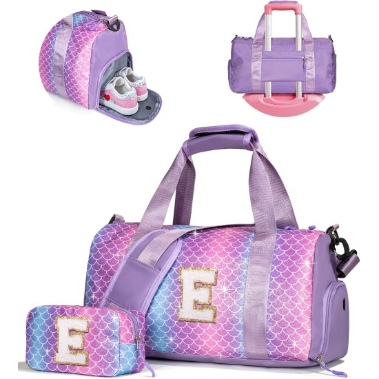 Trucs pour filles - Cadeaux d'anniversaire pour filles de 4, 5, 6, 7, 8, 9, 10, 11, 12, 13 ans, sac de sport avec compartiment à chaussures, sacs de danse avec pochette de maquillage, objets preppy pour petits-enfants (lettre E) Trucs pour filles - Cadeaux d'anniversaire pour filles de 4, 5, 6, 7, 8, 9, 10, 11, 12, 13 ans, sac de sport avec compartiment à chaussures, sacs de danse avec pochette de maquillage, objets preppy pour petits-enfants (lettre E)