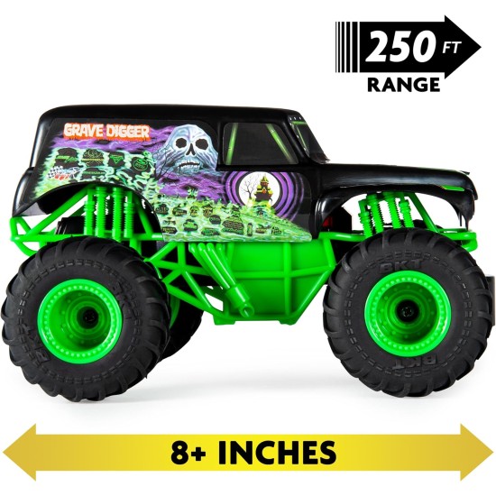 Monster Jam, Monster Truck télécommandé officiel Grave Digger, échelle 1:24, 2,4 GHz, jouets pour enfants pour garçons et filles à partir de 4 ans