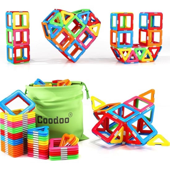 Coodoo Blocs magnétiques améliorés pour enfants en bas âge, jouets STEM robustes pour garçons et filles de 3 ans et plus, apprenant en jouant à des jeux pour les tout-petits, compatibles avec les blocs de construction des grandes marques – Kit de démarrag