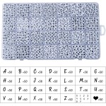 1400 pièces de perles de lettres, perles de l'alphabet en acrylique de 4x7mm, perles pour la fabrication de bijoux et de bracelets, dans une boîte de 28 grilles (blanc et noir)