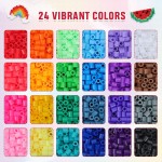 QUEFE Kit de 5 200 perles à fusibles pour garçons et filles, 24 couleurs, ensemble de perles fondantes de 5 mm comprenant des panneaux perforés, du papier à repasser, des pinces à épiler, des crochets colorés pour un cadeau d'anniversaire et de Noël