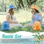 Silkfly Lot de 48 ensembles de teinture comprenant 24 chapeaux bob en coton blanc et 24 sacs à cordon en coton blanc pour cadeau de teinture par nouage, bricolage vierge avec accessoire pour cadeaux de fête DIY