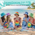 Silkfly Lot de 48 ensembles de teinture comprenant 24 chapeaux bob en coton blanc et 24 sacs à cordon en coton blanc pour cadeau de teinture par nouage, bricolage vierge avec accessoire pour cadeaux de fête DIY