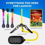 NATIONAL GEOGRAPHIC Air Rocket Toy – Lance-roquettes LED ultime pour enfants, sautez et lancez des fusées lumineuses, alimentées par air, à pointe en mousse jusqu'à 100 pieds