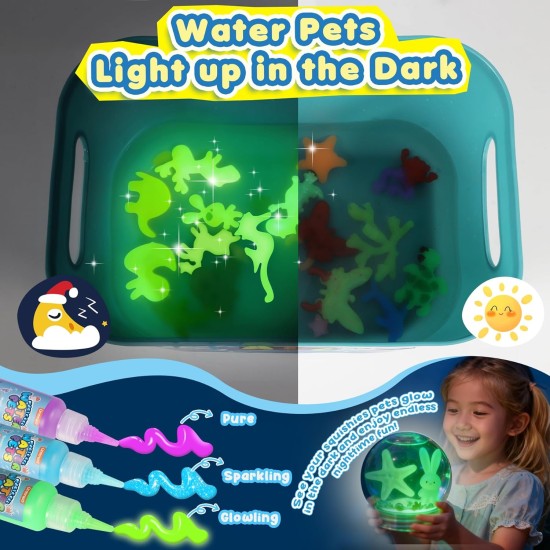 Kit de jouets magiques elfe de l'eau, kit de gel d'eau pour animaux de compagnie, 20 gels et 24 moules, fabriquez vos propres jouets sensoriels Squishies pour enfants, fabricant de squishy, ​​animaux aquatiques, bricolage de Pâques, cadeaux de Pâques pour