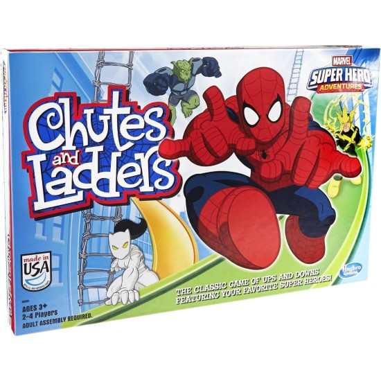 Hasbro Gaming Chutes et échelles : jeu de société Marvel Spider-Man Edition pour enfants de 2 à 4 joueurs, jeux préscolaires, cadeaux de Pâques pour garçons et filles, à partir de 3 ans (exclusivité Amazon)