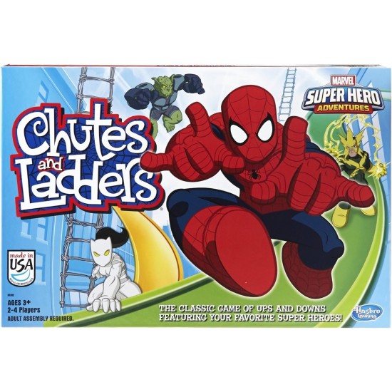 Hasbro Gaming Chutes et échelles : jeu de société Marvel Spider-Man Edition pour enfants de 2 à 4 joueurs, jeux préscolaires, cadeaux de Pâques pour garçons et filles, à partir de 3 ans (exclusivité Amazon)
