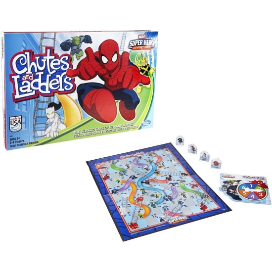 Hasbro Gaming Chutes et échelles : jeu de société Marvel Spider-Man Edition pour enfants de 2 à 4 joueurs, jeux préscolaires, cadeaux de Pâques pour garçons et filles, à partir de 3 ans (exclusivité Amazon)
