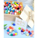 FIVEIZERO Lot de 90 perles hexagonales en silicone, 30 couleurs, 14 mm, pour kit de fabrication de porte-clés, fabrication de cordons, porte-clés, bracelet de Saint-Valentin, projets d'artisanat et bricolage pour adulte