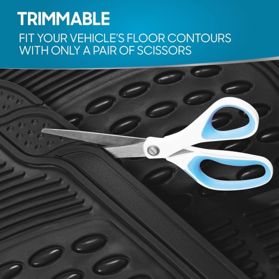 BDK Tapis de sol 4 pièces toutes saisons avec design universel, tapis de sol en caoutchouc durable avec crêtes de capture, imperméable pour voitures, camions, SUV (noir)