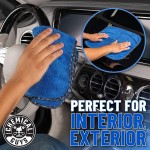 Chemical Guys Lot de 3 serviettes en microfibre de qualité professionnelle pour voitures, bleues, 40,6 x 40,6 cm, ultra douces et sans rayures pour camions, motos et plus encore