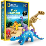 NATIONAL GEOGRAPHIC Kit d'artisanat en argile dinosaure – Argile séchée à l'air libre pour enfants avec 5 couleurs d'argile, 5 squelettes de dinosaure et yeux écarquillés, activité de dinosaure pour filles et garçons âgés de 4 5 6 7 8 9 et 10 ans