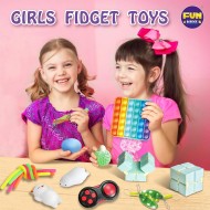 FunKidz Fidget Box pour filles et garçons, pack de jouets sensoriels mystère pour soulager le stress, cadeaux de fête pour enfants, prix de classe, voyage, camping avec étui portable