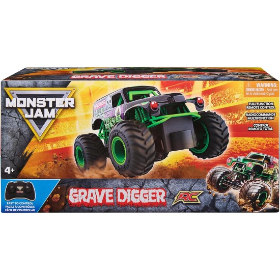 Monster Jam, Monster Truck télécommandé officiel Grave Digger, échelle 1:24, 2,4 GHz, jouets pour enfants pour garçons et filles à partir de 4 ans